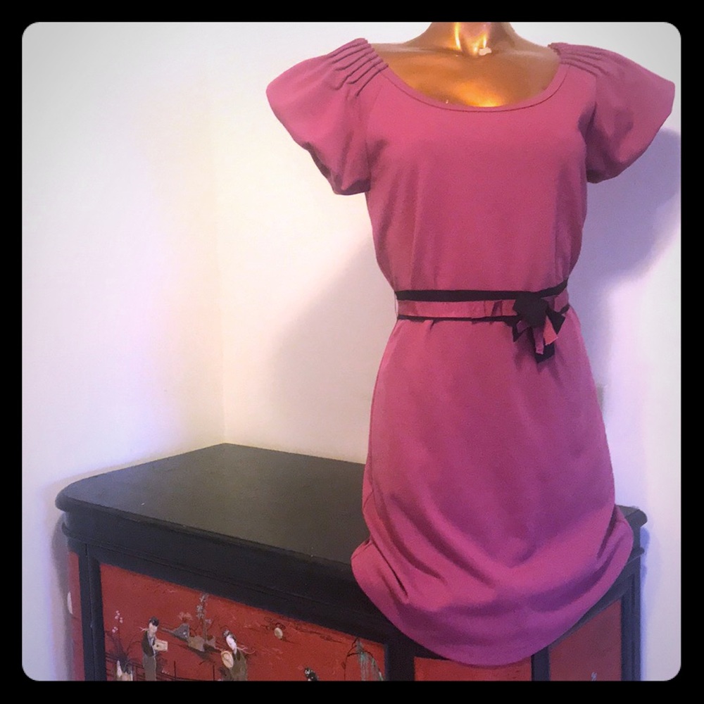 BCBG Max Azria orchid dress black ribbon belt XS